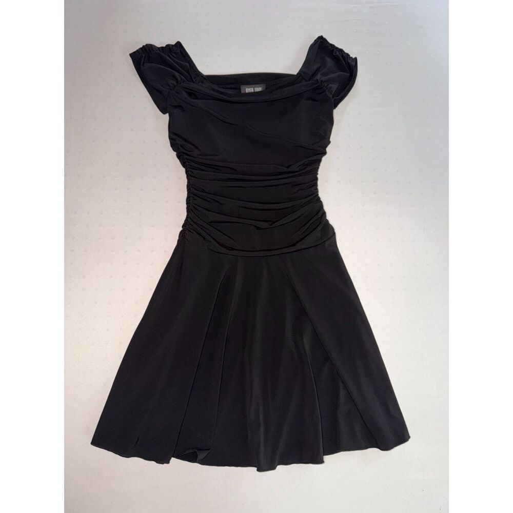 Y2K Ruched Black Mini Dress | Size Small